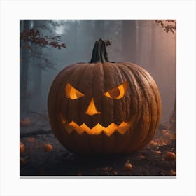 Halloween Pumpkin In The Forest Canvas Print