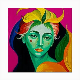 Woman With Colorful Hair Canvas Print