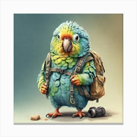 Parrot With Backpack 2 Canvas Print