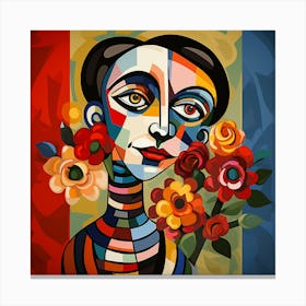Woman With Flowers 8 Canvas Print