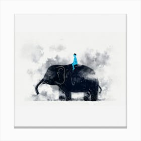 Person Riding An Elephant Canvas Print