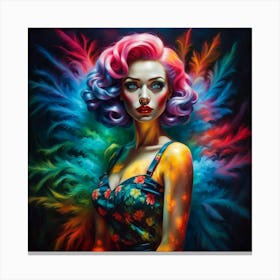 Sexy Woman With Colorful Hair 1 Canvas Print