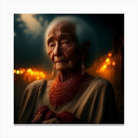 Old Woman At Night Canvas Print