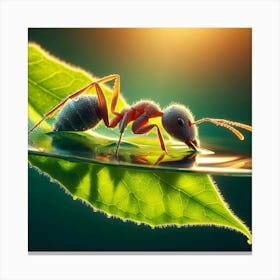 Ant On A Leaf 2 Canvas Print