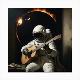 Astronaut Playing Guitar Canvas Print