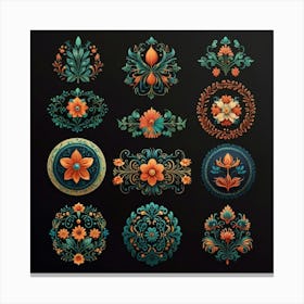 Set Of Floral Ornaments Canvas Print