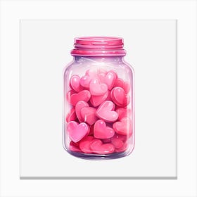 Pink Hearts In A Jar 21 Canvas Print