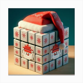 Cube With Santa Hat Canvas Print