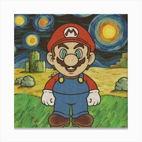 Mario Bros Starry Night Canvas Print