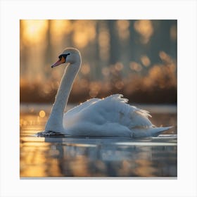 Swan At Sunrise Canvas Print