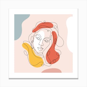 Portrait Of A Woman Continuous line drawing of a woman, Scandinavian wall art, fine art print. 8 Canvas Print