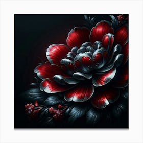 Red Flower On Black Background Canvas Print