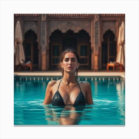 Peaceful Morocco Sexy Woman Swiming Pool Cach Ce(1) Canvas Print