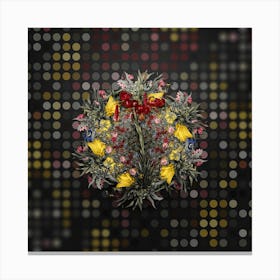 Vintage Lily Flower Wreath on Dot Bokeh Pattern n.0430 Canvas Print