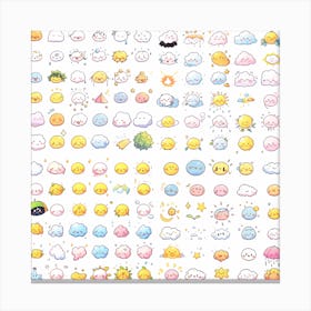 Kawaii Emoji Stickers Canvas Print