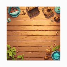 Wooden Table Top View (1) Canvas Print
