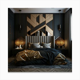 Black And Gold Bedroom Canvas Print