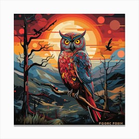 Owl At Sunset Canvas Print