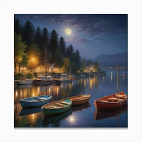 Moonlight On The Lake Canvas Print