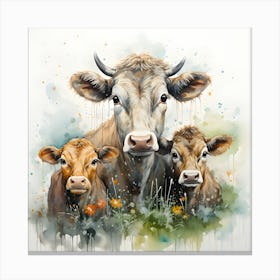 Infinite Love Illustration Of The Maternal Devotion Of A Beautiful Cow Canvas Print