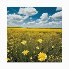 Yellow Flowers In A Field 2 Canvas Print