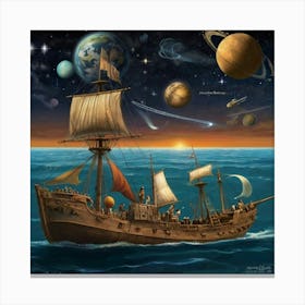 Ship In Space Canvas Print