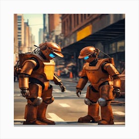 2 Rusty Semi Broken Humanoid Robots (2) Canvas Print