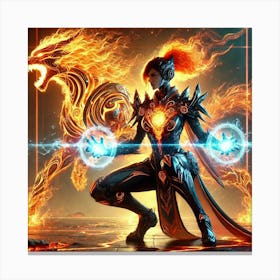 A Dynamic Sci Fi Scene Depicting Kaida Ashheart De Canvas Print