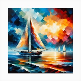 Sailboat, Abstract Canvas Print