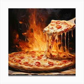 Pizza In Flames Canvas Print