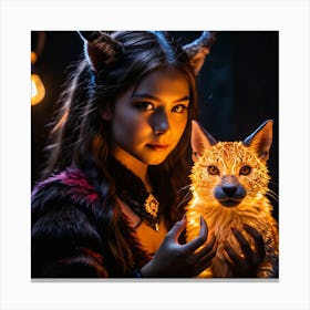 Dark Magic Glowing Beast Master Girl 9 Canvas Print