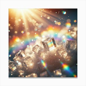 Ice Cubes With Rainbow Canvas Print