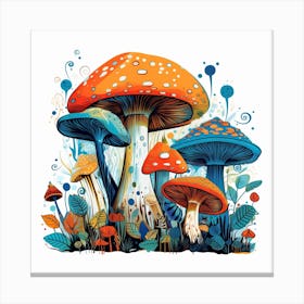 Mushrooms In The Forest 10 Canvas Print