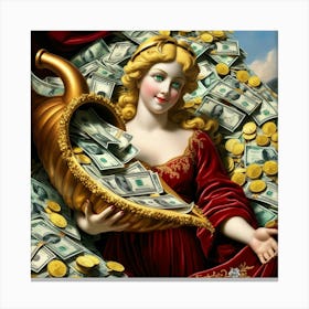 Lady With Money3 Canvas Print