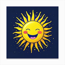 Lovely smiling sun on a blue gradient background 139 Canvas Print