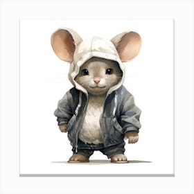 Watercolour Cartoon Chinchilla In A Hoodie 2 Canvas Print