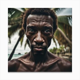 Portrait Of A Man On The Beach Canvas Print