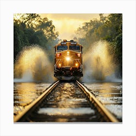 Train On The Tracks Canvas Print