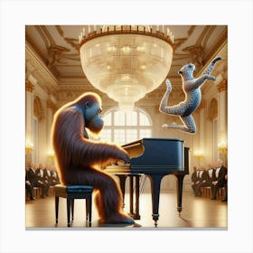 Monkey Playing The Piano Canvas Print