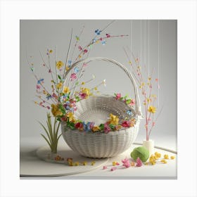 Basket With Flowers Canvas Print