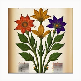Flowers And Music Art Canvas Print