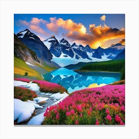 Beautiful landscape, snow, mountains, glaciers, vivid colours Canvas Print