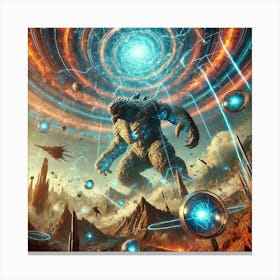 A Sci Fi Scene Showing Riftbreaker Manipulating Th Canvas Print