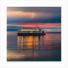 Sunset On The Bay Ferry Canvas Print