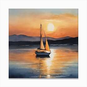 Sailboat At Sunset 2 Canvas Print