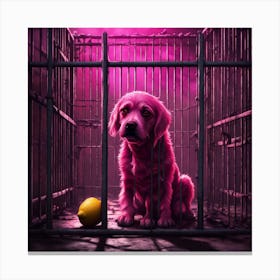 Pink Dog In Cage Canvas Print