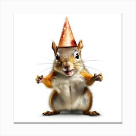 Squirrel In A Party Hat 1 Canvas Print