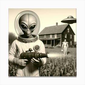 Aliens In The Field 1 Canvas Print