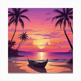 Palm Tree Sunset Art Prin (5) Canvas Print