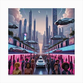 Futuristic sci fi city at Dusk 1 Canvas Print